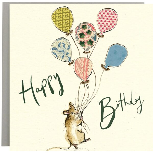 Happy Birthday Mouse Balloons Card
