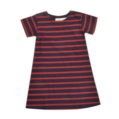 Breton Dress - Navy/Red